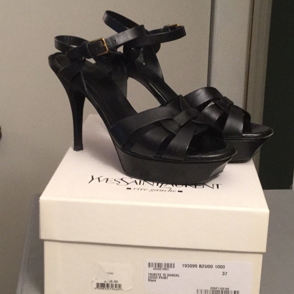 Yves Saint Laurent tribute black tribute sandal